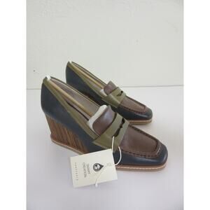 SANCTUARY Cadence Women Gray Brown 7 M Slip On Career Preppy Wedge Loafers